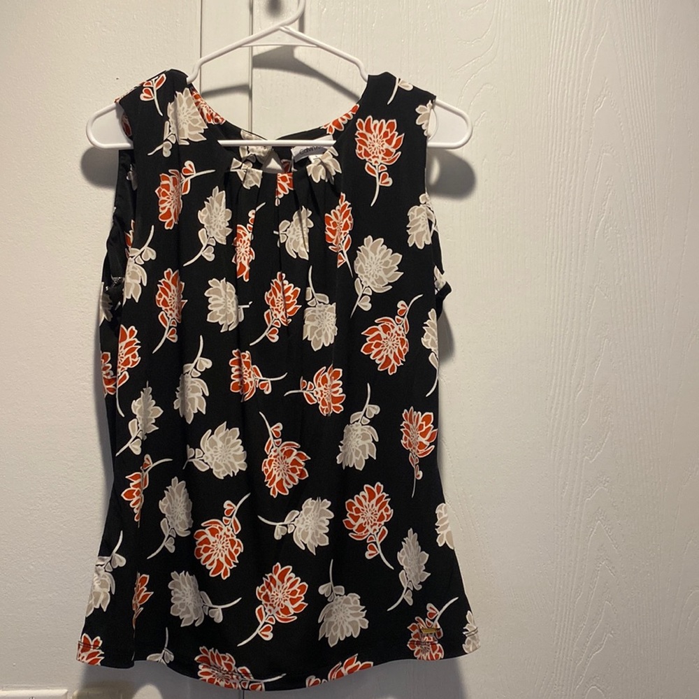 Black floral work tank
